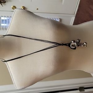 36" necklace black rope silver black chest beads Excellent condition